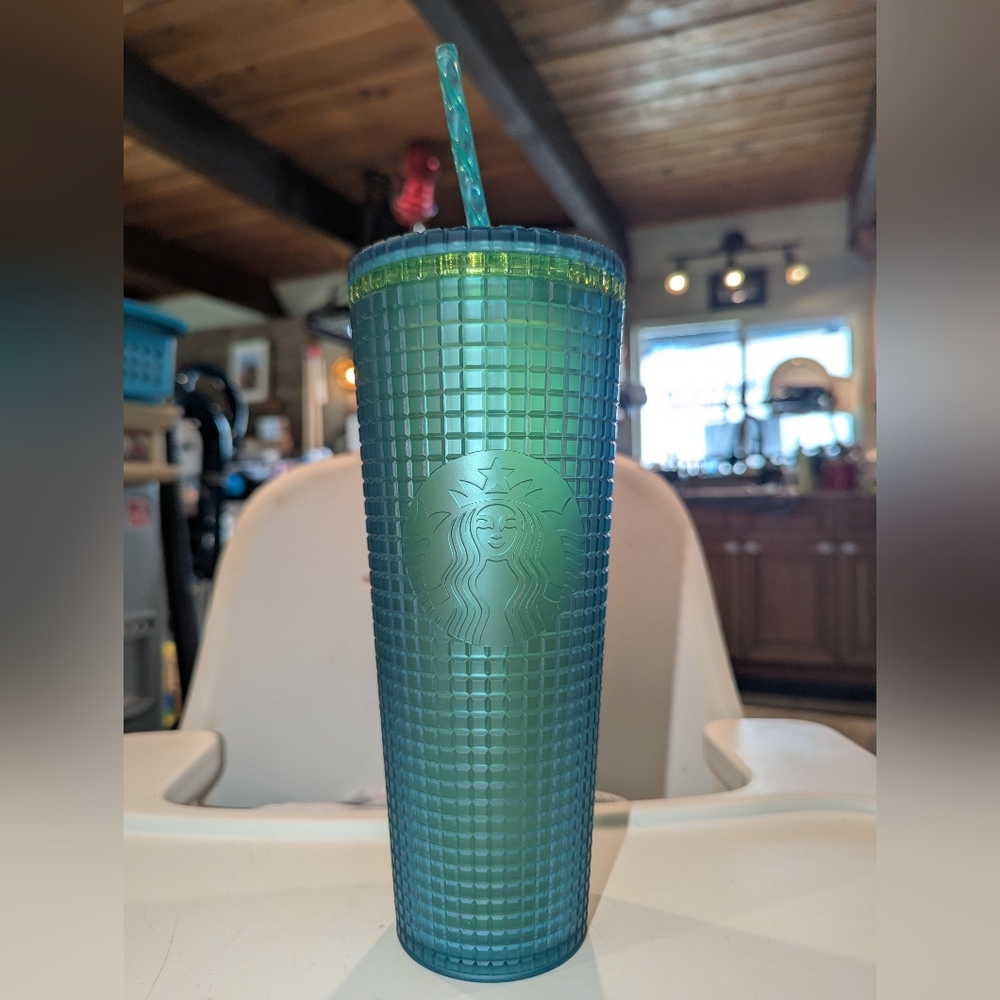 *PRICED TO SELL* Starbucks 24oz Textured Blue-Green Tumbler